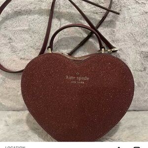 kate spade Heart-Shaped Glitter Crossbody in Burgundy